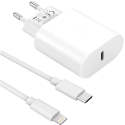 PACK20W-IP - Chargeur rapide 20w pour iPhone (chargeur secteur + câble USB-C / Lightning)