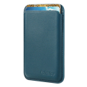 PORTECARTE-BLEU - Porte cartes magnétique MagSafe en cuir bleu pour iPhone 12/13