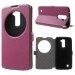 CIRCLEVIEWLGK10FUSHIA - Etui à rabat latéral avec cercle de visualisation pour LG K10 coloris fushia