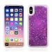 COVIPX-LIQUIDVIOLET - Coque iPhone X avec liquide strass et paillettes argentés coloris violet