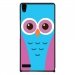 CPRN1ASCENDP6CHOUETTE3 - Coque rigide pour Huawei Ascend P6 avec impression Motifs chouette bleue et rose