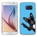 CRYSGALS6CHIENVBLEU - Coque rigide transparente pour Galaxy S6 impression motif chien à lunettes sur fond bleu