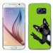 CRYSGALS6CHIENVVERT - Coque rigide transparente pour Galaxy S6 impression motif chien à lunettes sur fond vert