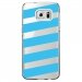 CRYSGALS7EDGEBANDESBLEUES - Coque rigide transparente pour Samsung Galaxy S7-Edge avec impression Motifs bandes bleues