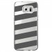 CRYSGALS7EDGEBANDESGRISES - Coque rigide transparente pour Samsung Galaxy S7-Edge avec impression Motifs bandes grises