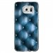 CRYSGALS7EDGECAPITONBLEU - Coque rigide transparente pour Samsung Galaxy S7-Edge avec impression Motifs effet capitonné bleu