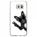 CRYSGALS7EDGECHIENVBLANC - Coque rigide transparente pour Samsung Galaxy S7-Edge avec impression Motifs chien à lunettes sur f