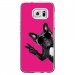 CRYSGALS7EDGECHIENVFUSHIA - Coque rigide transparente pour Samsung Galaxy S7-Edge avec impression Motifs chien à lunettes sur f