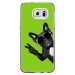 CRYSGALS7EDGECHIENVVERT - Coque rigide transparente pour Samsung Galaxy S7-Edge avec impression Motifs chien à lunettes sur f