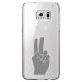 CRYSGALS7EDGEMAINPEACE - Coque rigide transparente pour Samsung Galaxy S7-Edge avec impression Motifs main Peace and Love