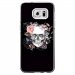 CRYSGALS7EDGESKULLFLOWER - Coque rigide transparente pour Samsung Galaxy S7-Edge avec impression Motifs skull fleuri