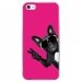 CRYSIPHONE5CCHIENVFUSHIA - Coque rigide transparente pour Apple iPhone 5C avec impression Motifs chien à lunettes sur fond fus