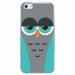 CRYSIPHONE5CCHOUETTE2 - Coque rigide transparente pour Apple iPhone 5C avec impression Motifs chouette endormie bleue et gri