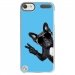 CRYSTOUCH6CHIENVBLEU - Coque rigide transparente pour Apple iPod Touch 6G avec impression Motifs chien à lunettes sur fond