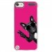 CRYSTOUCH6CHIENVFUSHIA - Coque rigide transparente pour Apple iPod Touch 6G avec impression Motifs chien à lunettes sur fond