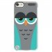 CRYSTOUCH6CHOUETTE2 - Coque rigide transparente pour Apple iPod Touch 6G avec impression Motifs chouette endormie bleue et