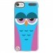CRYSTOUCH6CHOUETTE4 - Coque rigide transparente pour Apple iPod Touch 6G avec impression Motifs chouette endormie bleue et