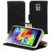 FOLIODRAGS5MININOIR - Etui folio aspect cuir noir pour Samsung Galaxy S5 Mini avec rabat latéral et fonction stand