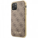 GUHCN58G4GB - Coque iPhone 11 Pro Guess imprimé logo 4G sur fond marron contour gold