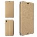 PUDINI-WALLM4GOLD - Etui folio pour Xperia M4-Aqua aspect fibres dorées rabat latéral articulé fonction stand