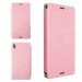 PUDINI-WALLM4ROSE - Etui folio pour Xperia M4-Aqua aspect fibres roses rabat latéral articulé fonction stand