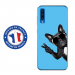 TPU0A50CHIENVBLEU - Coque souple pour Samsung Galaxy A50 avec impression Motifs chien à lunettes sur fond bleu