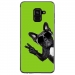TPU0A8PLUS18CHIENVVERT - Coque souple pour Samsung Galaxy A8-Plus 2018 avec impression Motifs chien à lunettes sur fond vert