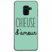 TPU0A8PLUS18CHIEUSETURQUOISE - Coque souple pour Samsung Galaxy A8-Plus 2018 avec impression Motifs Chieuse d'Amour turquoise