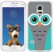 TPU0GALS5CHOUETTE1 - Coque Souple en gel transparente pour Galaxy S5 avec impression Motifs chouette bleue et grise