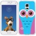 TPU0GALS5CHOUETTE3 - Coque Souple en gel transparente pour Galaxy S5 avec impression Motifs chouette rose et bleue