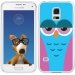 TPU0GALS5CHOUETTE4 - Coque Souple en gel transparente pour Galaxy S5 avec impression Motifs chouette endormie rose et ble