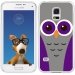TPU0GALS5CHOUETTE5 - Coque Souple en gel transparente pour Galaxy S5 avec impression Motifs chouette mauve et grise