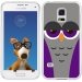 TPU0GALS5CHOUETTE6 - Coque Souple en gel transparente pour Galaxy S5 avec impression Motifs chouette endormie mauve et gr