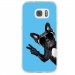 TPU0GALS7CHIENVBLEU - Coque souple pour Samsung Galaxy S7 SM-G930 avec impression Motifs chien à lunettes sur fond bleu