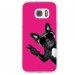 TPU0GALS7CHIENVFUSHIA - Coque souple pour Samsung Galaxy S7 SM-G930 avec impression Motifs chien à lunettes sur fond fushia