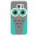 TPU0GALS7CHOUETTE1 - Coque souple pour Samsung Galaxy S7 SM-G930 avec impression Motifs chouette bleue et grise