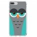 TPU0IP7PLUSCHOUETTE2 - Coque souple pour Apple iPhone 7 Plus avec impression Motifs chouette endormie bleue et grise