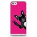 TPU0IPHONE5CCHIENVFUSHIA - Coque souple pour Apple iPhone 5C avec impression Motifs chien à lunettes sur fond fushia