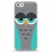 TPU0IPHONE5CCHOUETTE2 - Coque souple pour Apple iPhone 5C avec impression Motifs chouette endormie bleue et grise