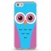 TPU0IPHONE5CCHOUETTE3 - Coque souple pour Apple iPhone 5C avec impression Motifs chouette bleue et rose