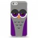 TPU0IPHONE5CCHOUETTE6 - Coque souple pour Apple iPhone 5C avec impression Motifs chouette endormie mauve et grise