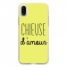 TPU0IPHONEXCHIEUSEJAUNE - Coque souple pour Apple iPhone X avec impression Motifs Chieuse d'Amour jaune