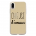 TPU0IPHONEXCHIEUSETAUPE - Coque souple pour Apple iPhone X avec impression Motifs Chieuse d'Amour taupe