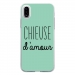 TPU0IPHONEXCHIEUSETURQUOISE - Coque souple pour Apple iPhone X avec impression Motifs Chieuse d'Amour turquoise