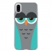 TPU0IPHONEXCHOUETTE2 - Coque souple pour Apple iPhone X avec impression Motifs chouette endormie bleue et grise