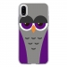 TPU0IPHONEXCHOUETTE6 - Coque souple pour Apple iPhone X avec impression Motifs chouette endormie mauve et grise
