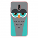 TPU0LENNY5CHOUETTE2 - Coque souple pour Wiko Lenny 5 avec impression Motifs chouette endormie bleue et grise