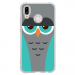 TPU0P20LITECHOUETTE2 - Coque souple pour Huawei P20 Lite avec impression Motifs chouette endormie bleue et grise