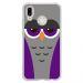 TPU0P20LITECHOUETTE6 - Coque souple pour Huawei P20 Lite avec impression Motifs chouette endormie mauve et grise