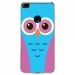 TPU0P8LITE17CHOUETTE3 - Coque souple pour Huawei P8 Lite 2017 avec impression Motifs chouette bleue et rose